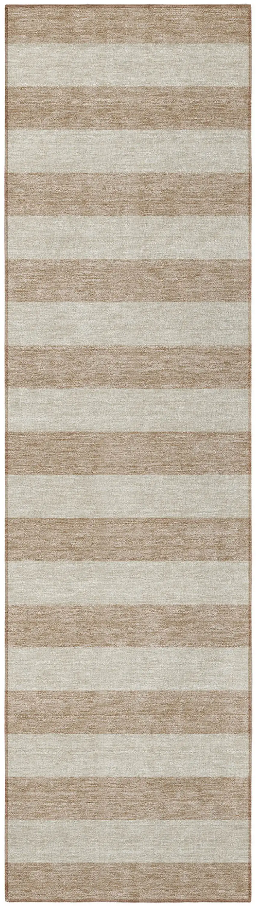 Beige Striped Washable Non Skid Indoor Outdoor Runner Rug Photo 4