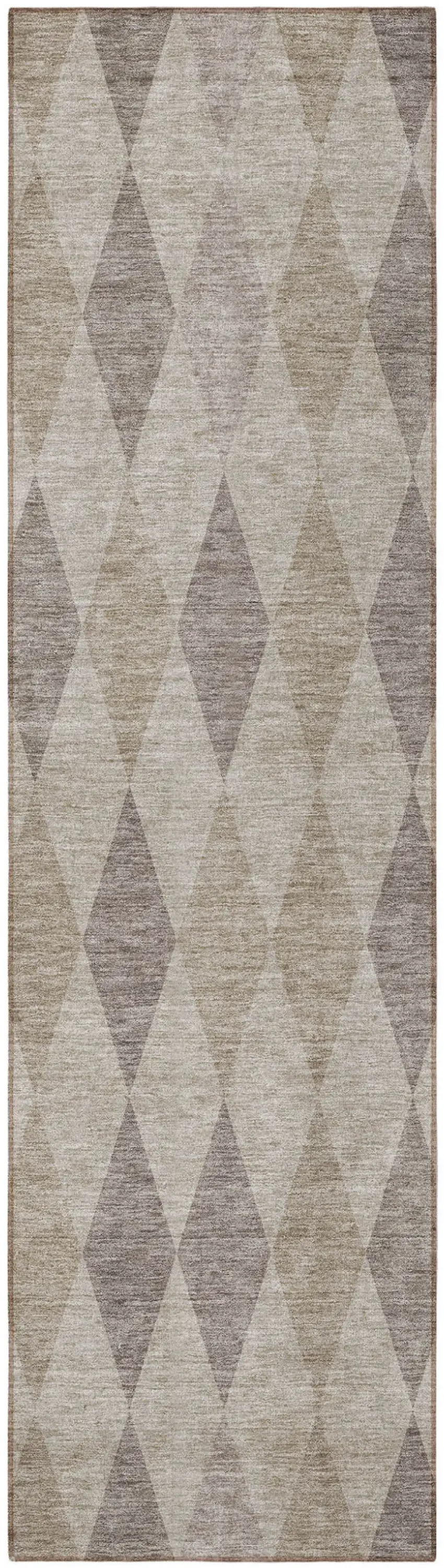 Beige Taupe and Brown Geometric Washable Non Skid Indoor Outdoor Runner Rug Photo 4