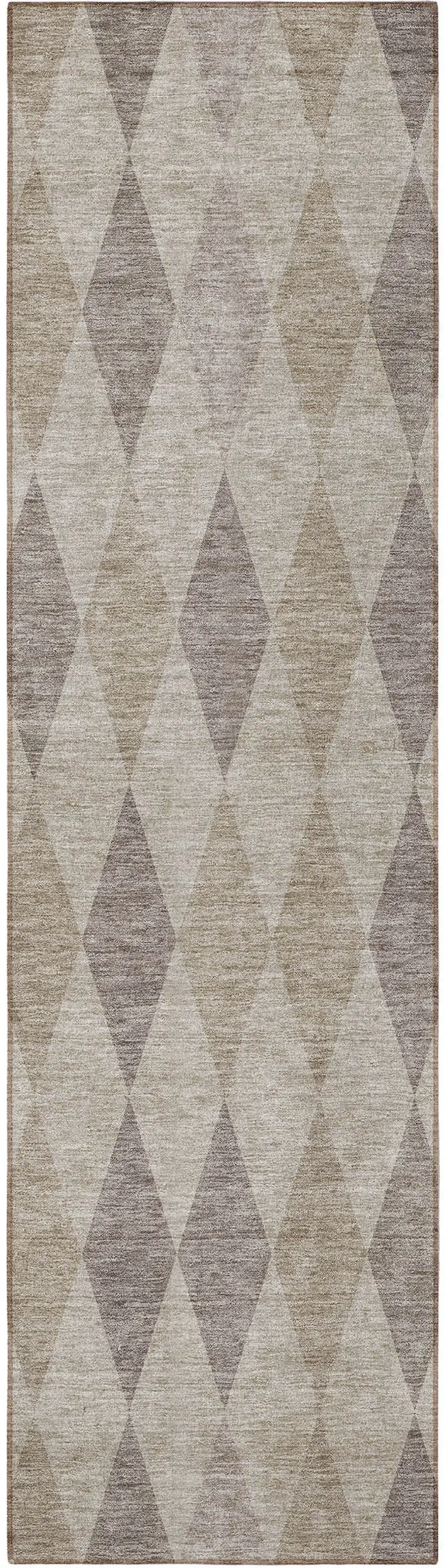 Beige Taupe and Brown Geometric Washable Non Skid Indoor Outdoor Runner Rug Photo 4