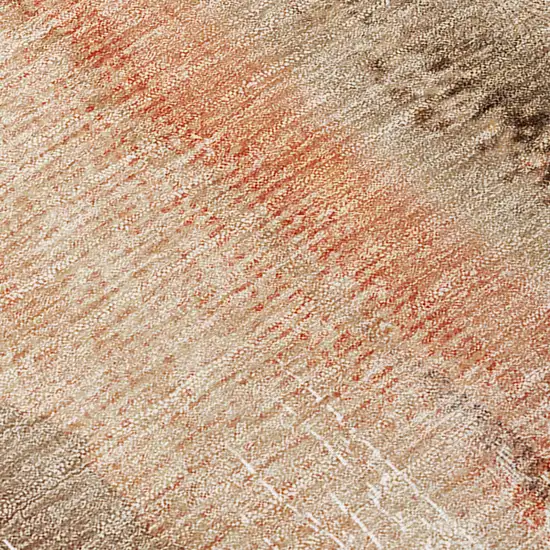 Beige and Brown Washable Non Skid Indoor Outdoor Runner Rug Photo 8