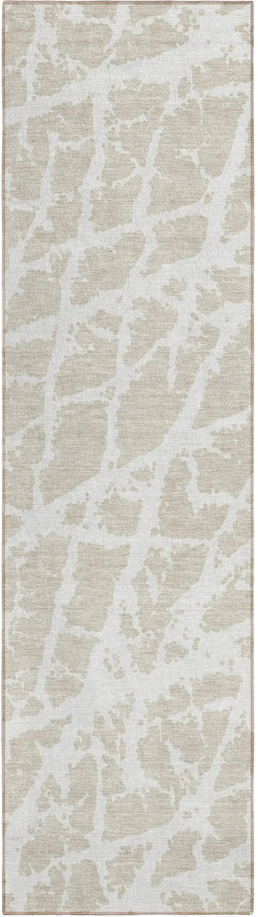 8' Runner Beige and Ivory Abstract Washable Non Skid Indoor Outdoor Runner Rug Photo 2