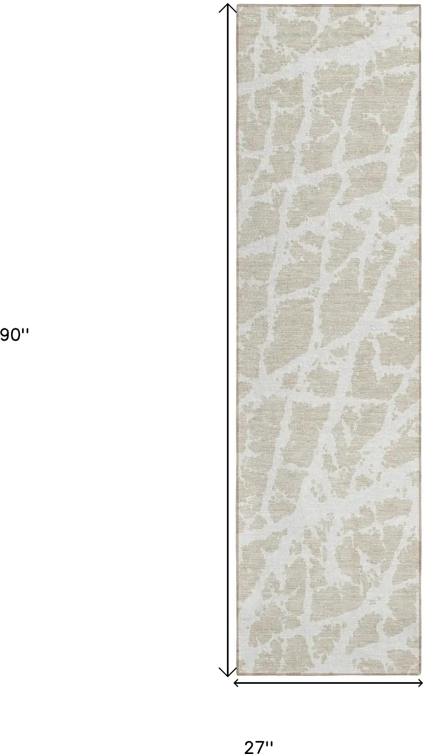 8' Runner Beige and Ivory Abstract Washable Non Skid Indoor Outdoor Runner Rug Photo 3