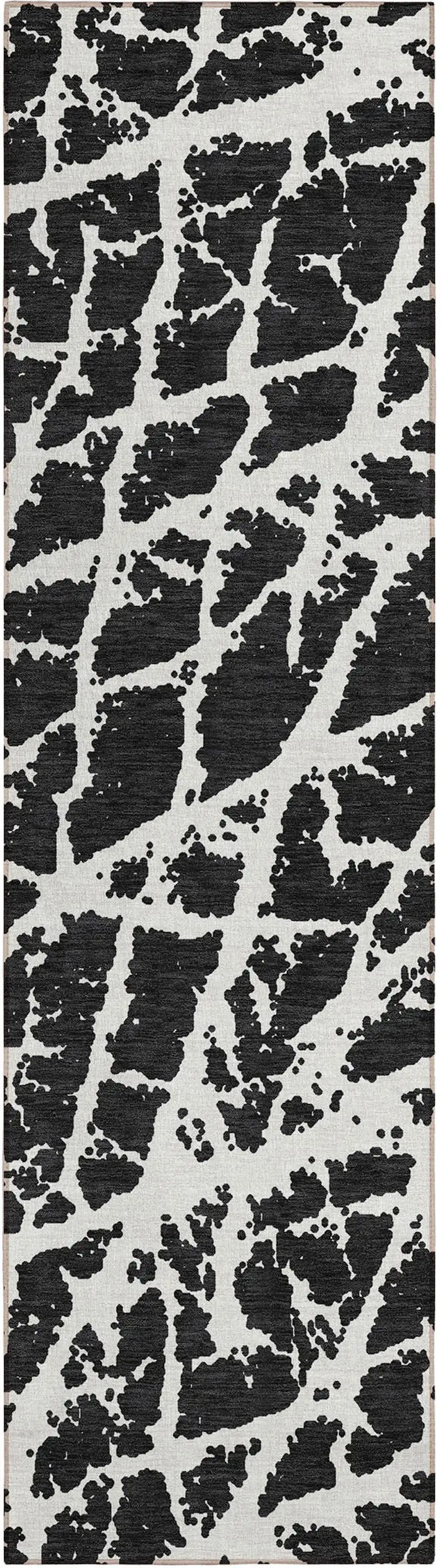 8' Runner Black and White Abstract Washable Non Skid Indoor Outdoor Runner Rug Photo 2