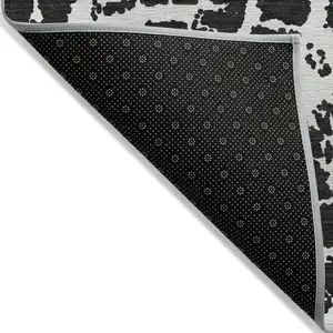 Photo of 8' Runner Black and White Abstract Washable Non Skid Indoor Outdoor Runner Rug