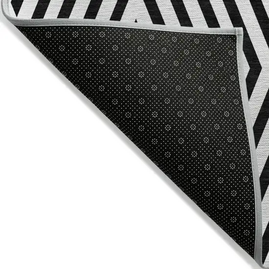 Black and White Geometric Washable Non Skid Indoor Outdoor Runner Rug Photo 6