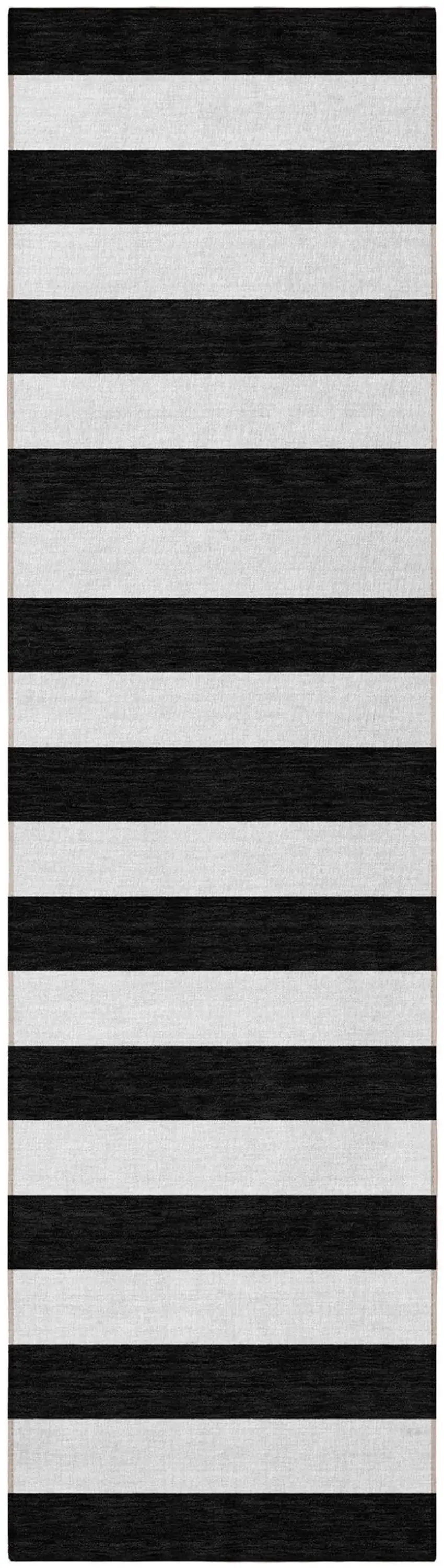 Black and White Striped Washable Non Skid Indoor Outdoor Runner Rug Photo 5
