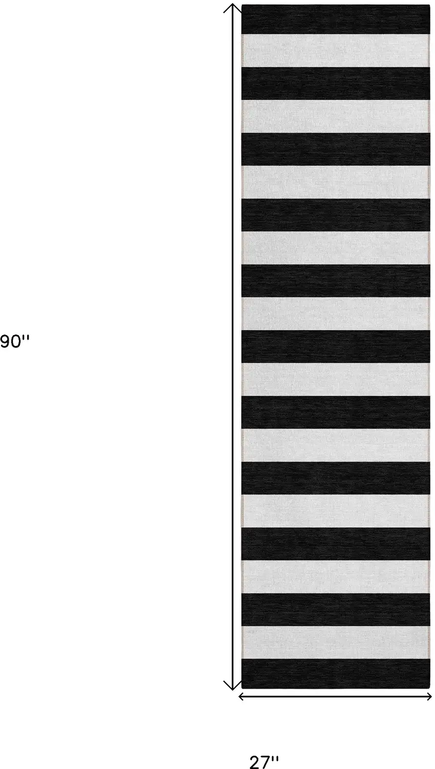 Black and White Striped Washable Non Skid Indoor Outdoor Runner Rug Photo 3