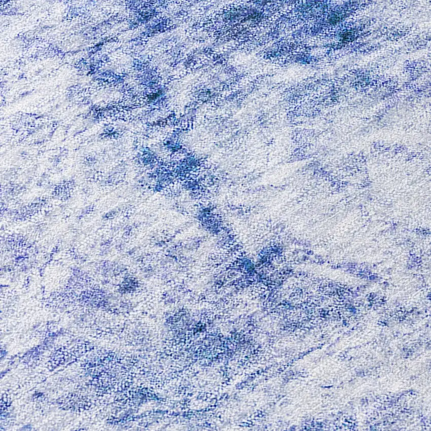 Blue Abstract Washable Non Skid Indoor Outdoor Runner Rug Photo 8