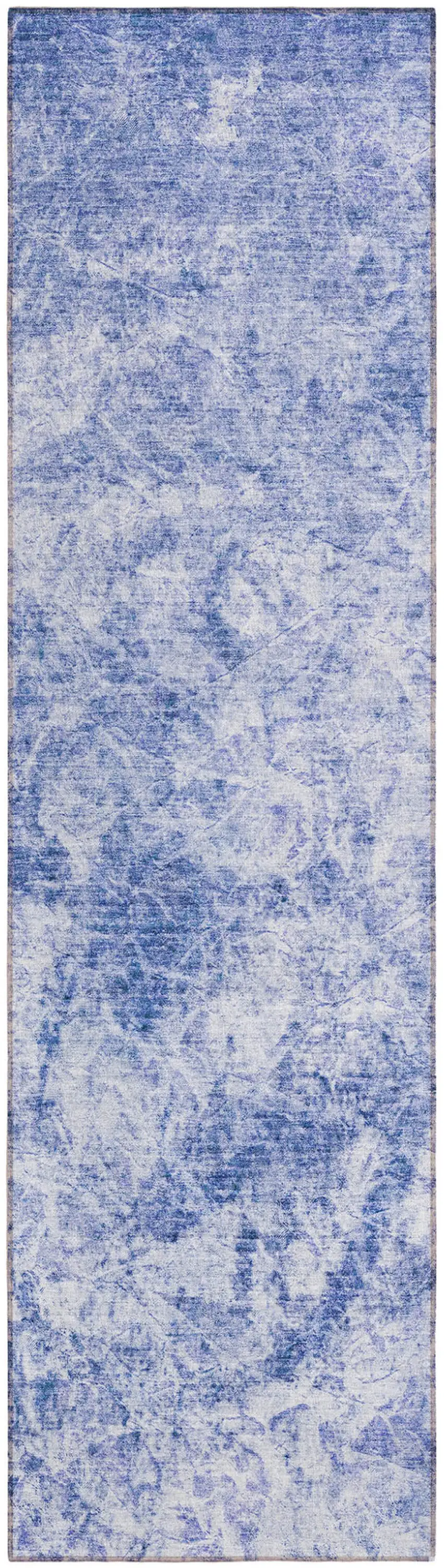 8' Runner Blue Abstract Washable Non Skid Indoor Outdoor Runner Rug Photo 2