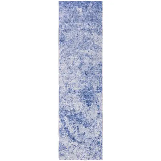 Blue Abstract Washable Non Skid Indoor Outdoor Runner Rug Photo 5
