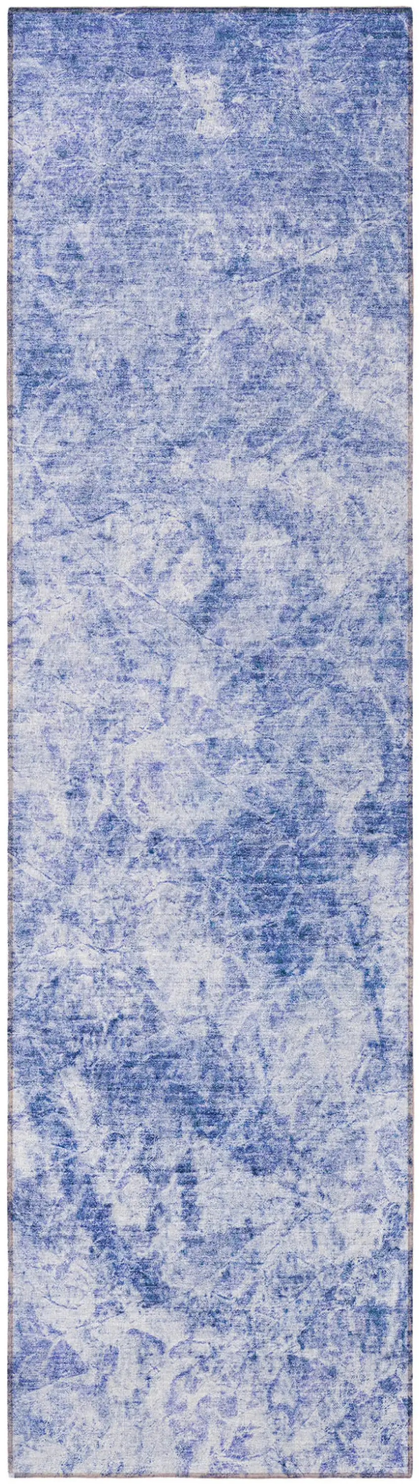 Blue Abstract Washable Non Skid Indoor Outdoor Runner Rug Photo 5