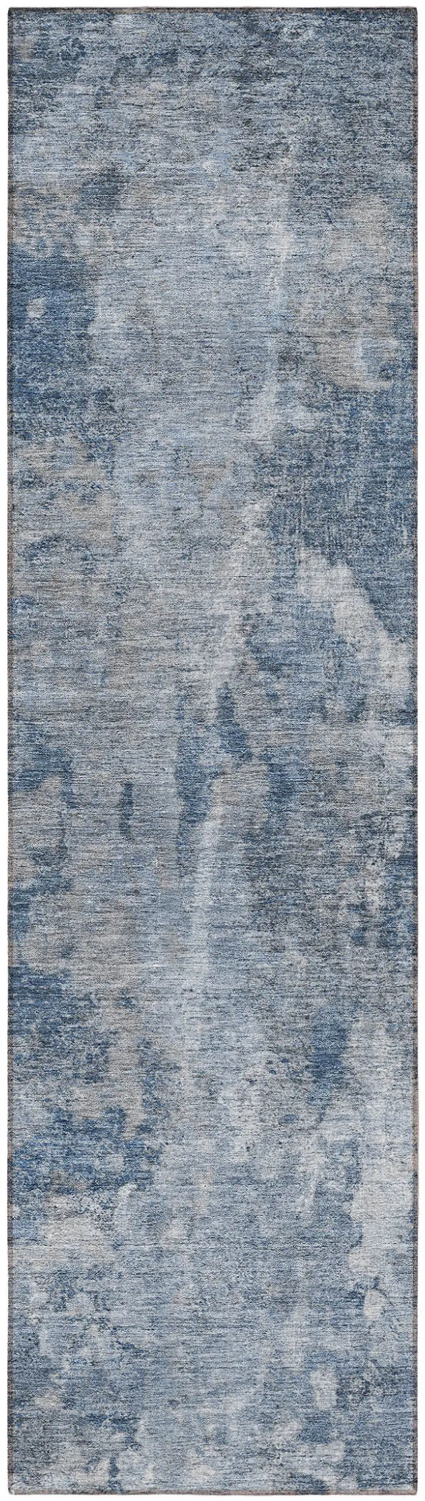 Blue Abstract Washable Non Skid Indoor Outdoor Runner Rug Photo 5