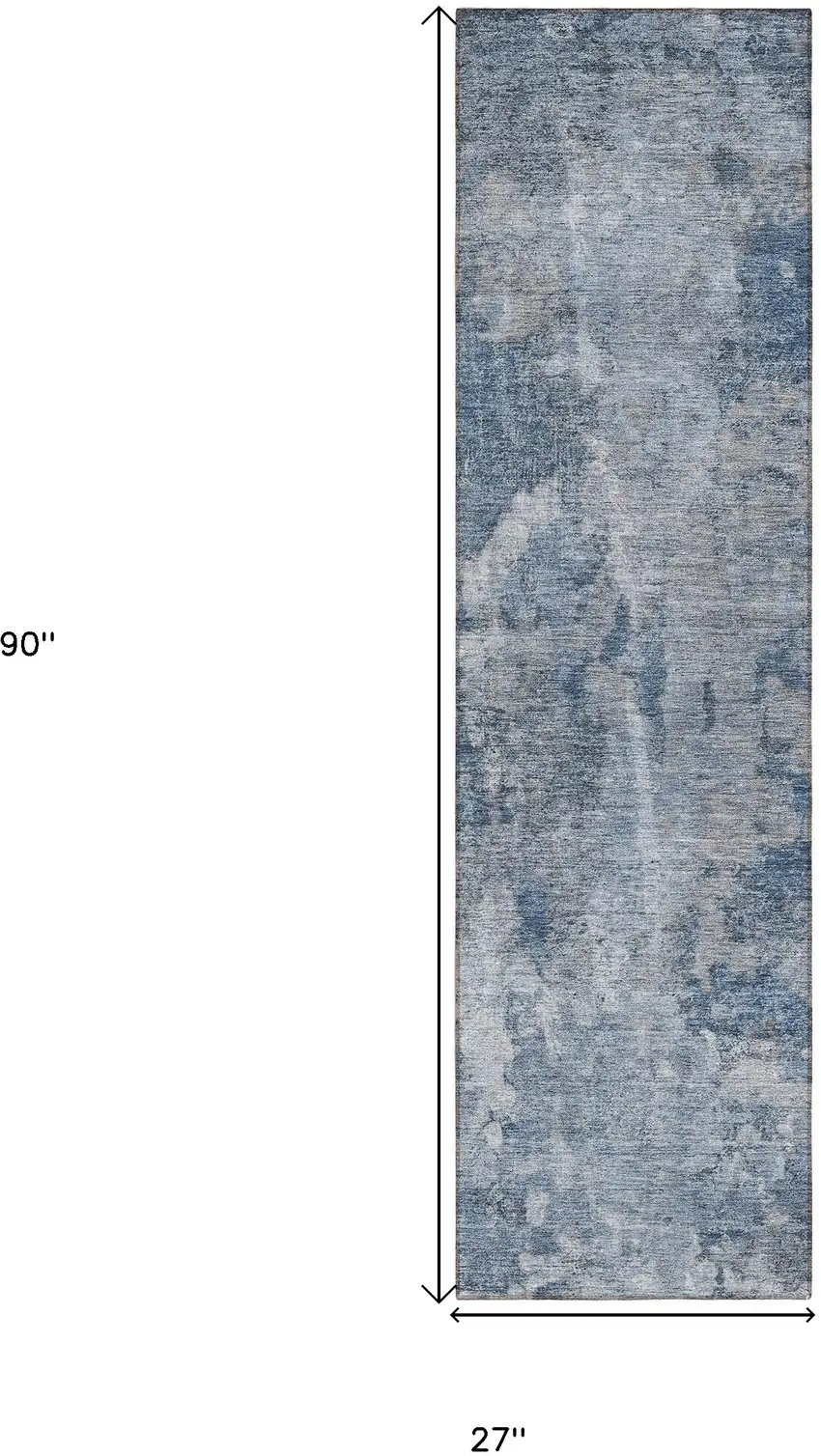 8' Runner Blue Abstract Washable Non Skid Indoor Outdoor Runner Rug Photo 3