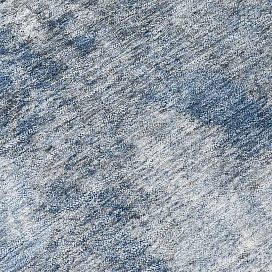 Blue Abstract Washable Non Skid Indoor Outdoor Runner Rug Photo 9