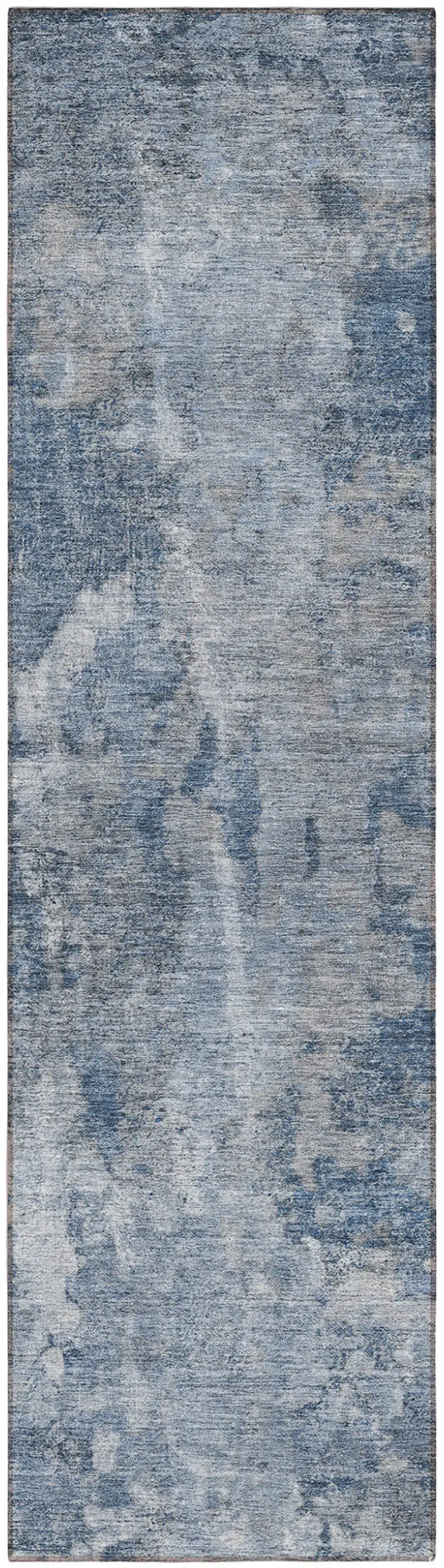 8' Runner Blue Abstract Washable Non Skid Indoor Outdoor Runner Rug Photo 2