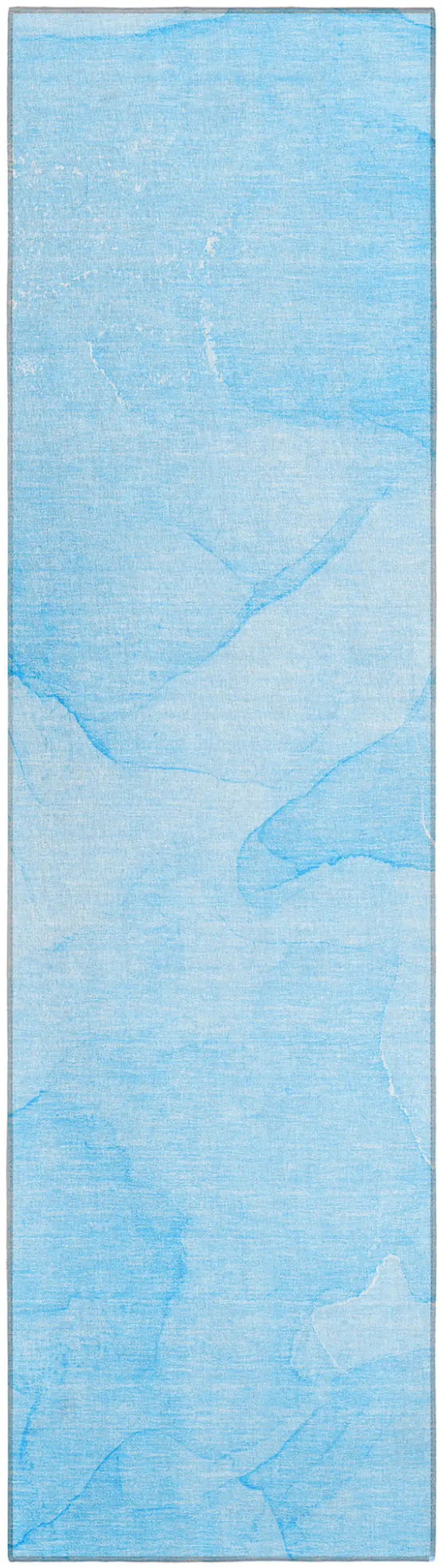 Blue Abstract Washable Non Skid Indoor Outdoor Runner Rug Photo 2