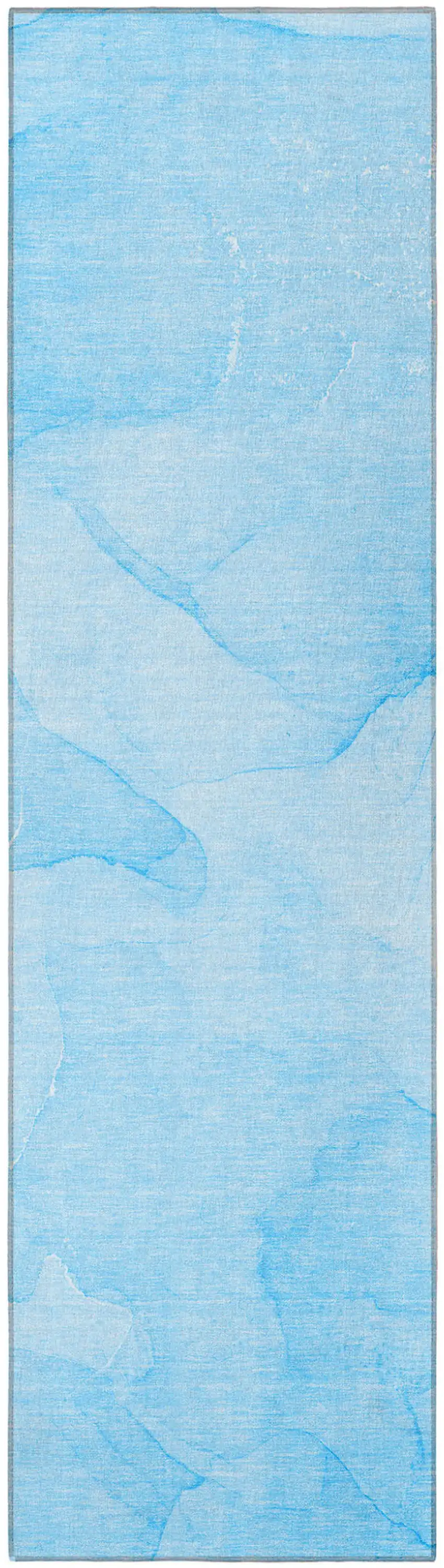 Blue Abstract Washable Non Skid Indoor Outdoor Runner Rug Photo 5