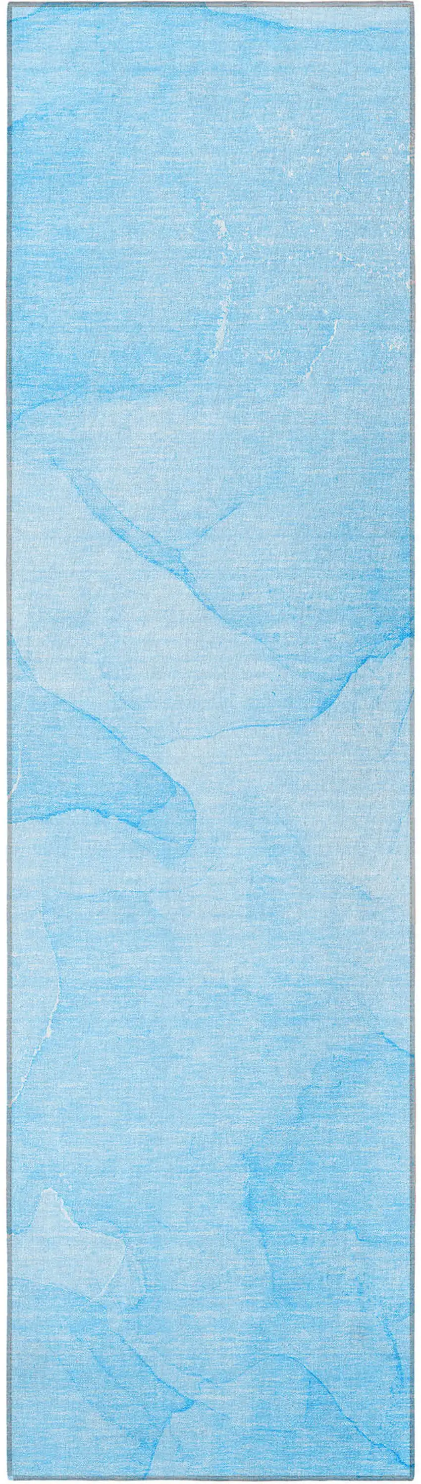 Blue Abstract Washable Non Skid Indoor Outdoor Runner Rug Photo 4