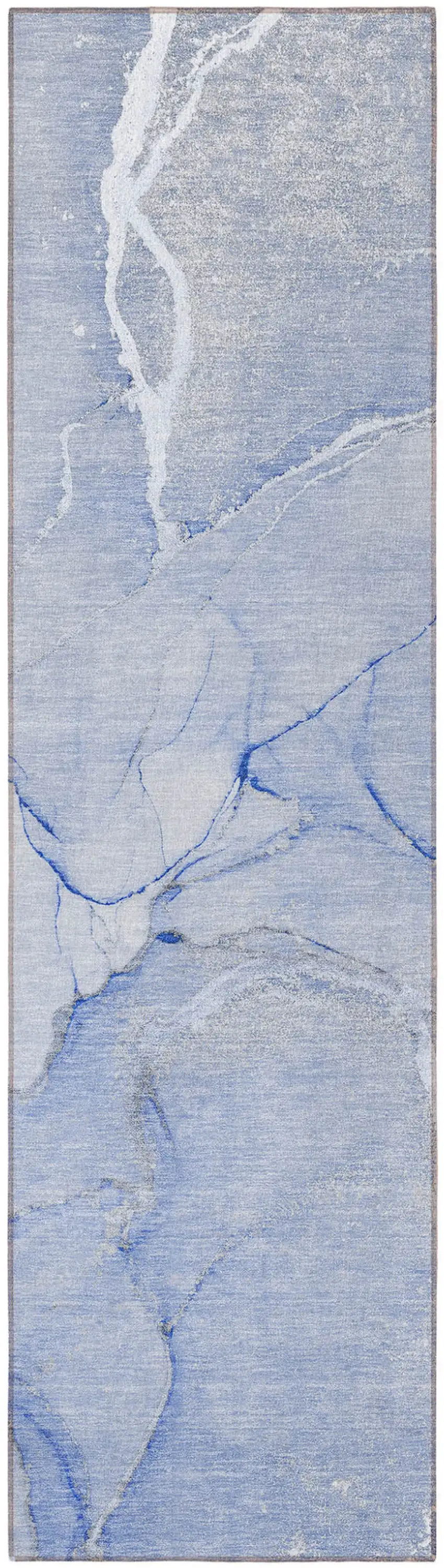 Blue Abstract Washable Non Skid Indoor Outdoor Runner Rug Photo 5