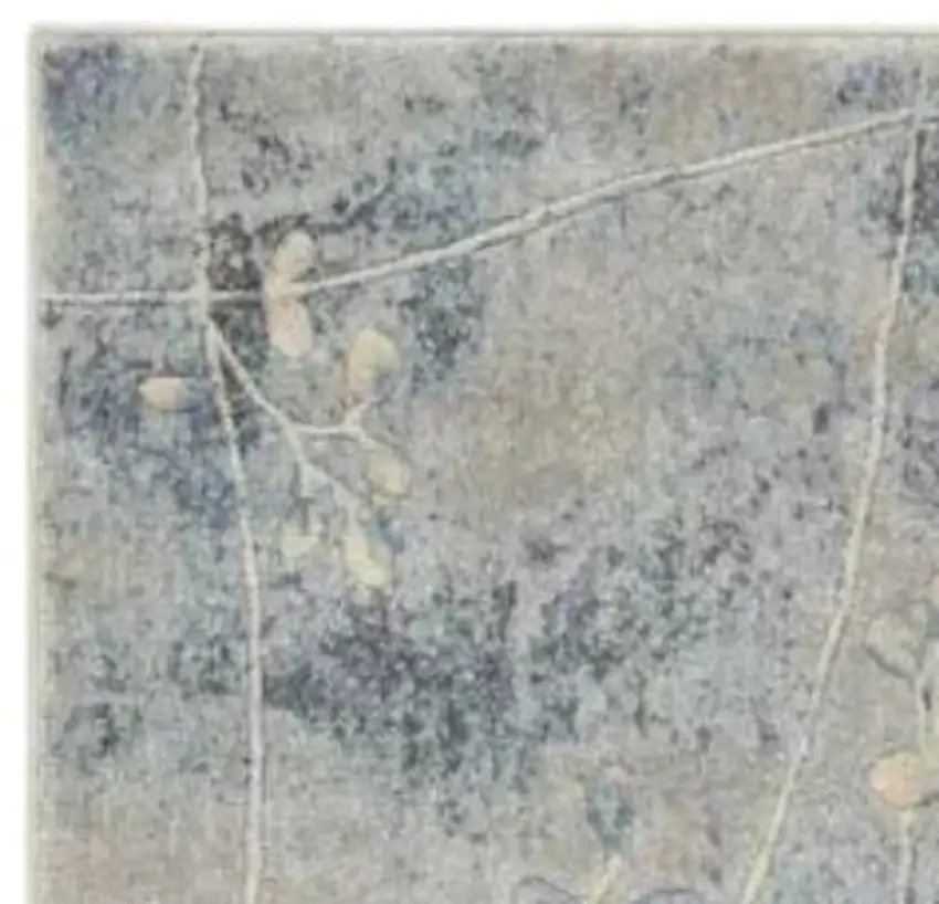 6' Runner Blue Floral Power Loom Runner Rug Photo 6