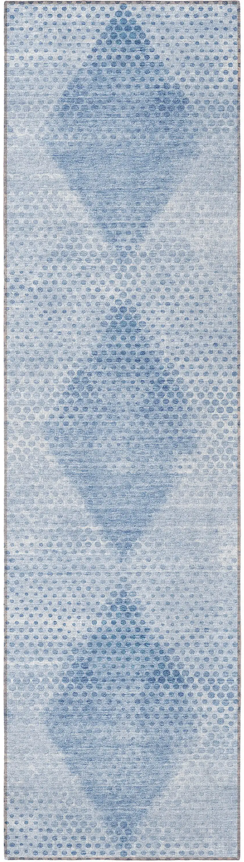 8' Runner Blue Geometric Washable Non Skid Indoor Outdoor Runner Rug Photo 4