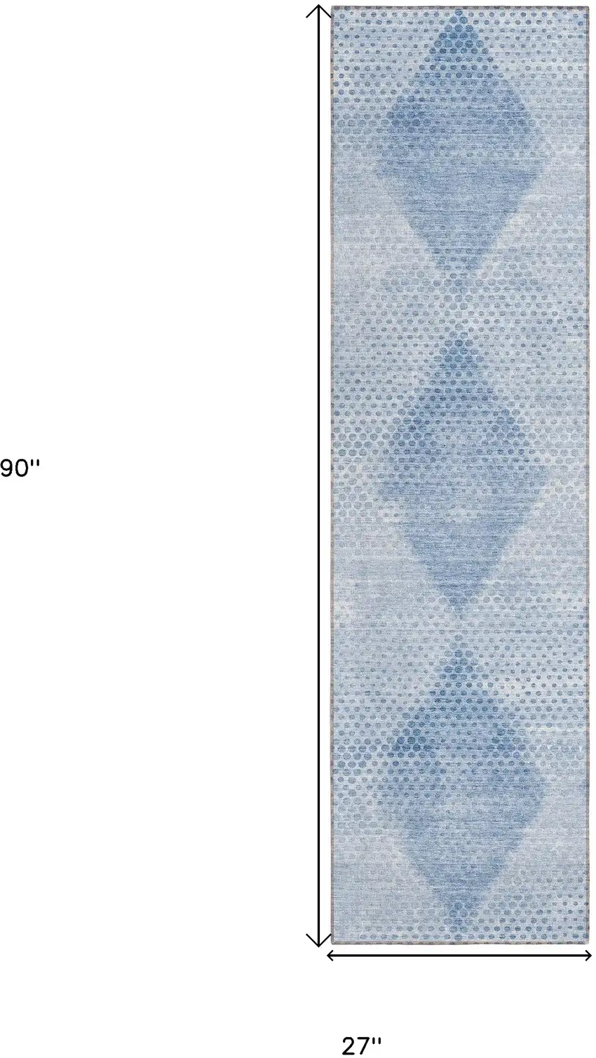 Blue Geometric Washable Non Skid Indoor Outdoor Runner Rug Photo 3