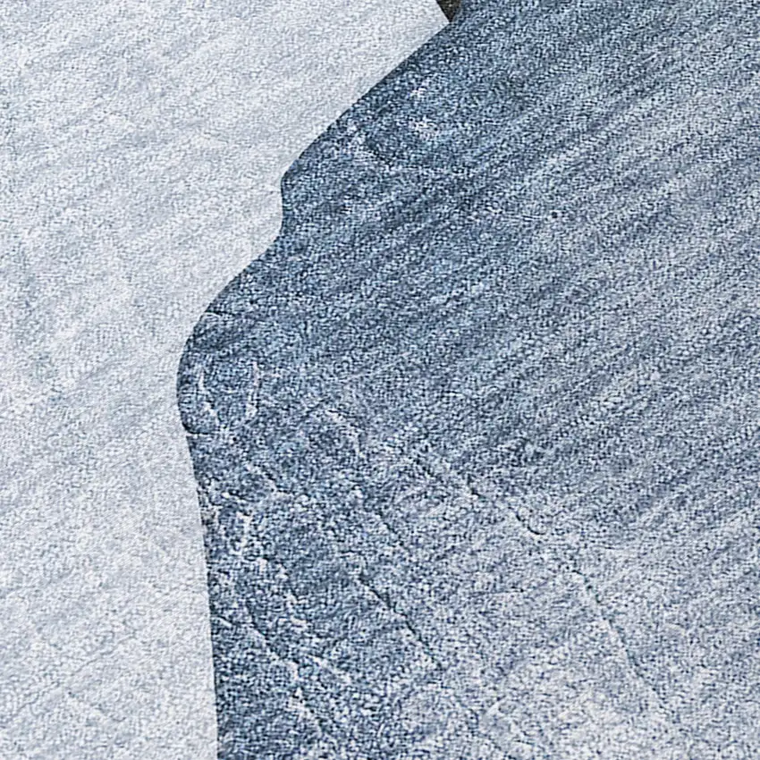 Blue Gray and Black Abstract Washable Non Skid Indoor Outdoor Runner Rug Photo 9