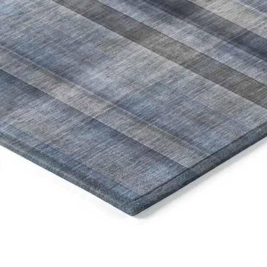 Blue Plaid Washable Non Skid Indoor Outdoor Runner Rug Photo 6