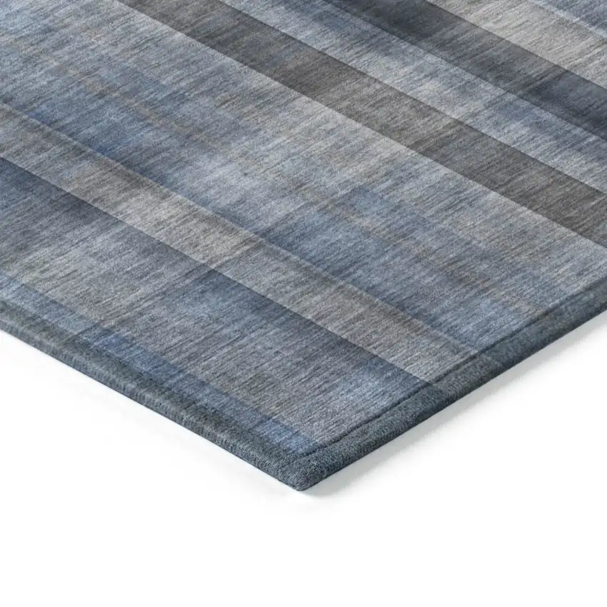 Blue Plaid Washable Non Skid Indoor Outdoor Runner Rug Photo 6