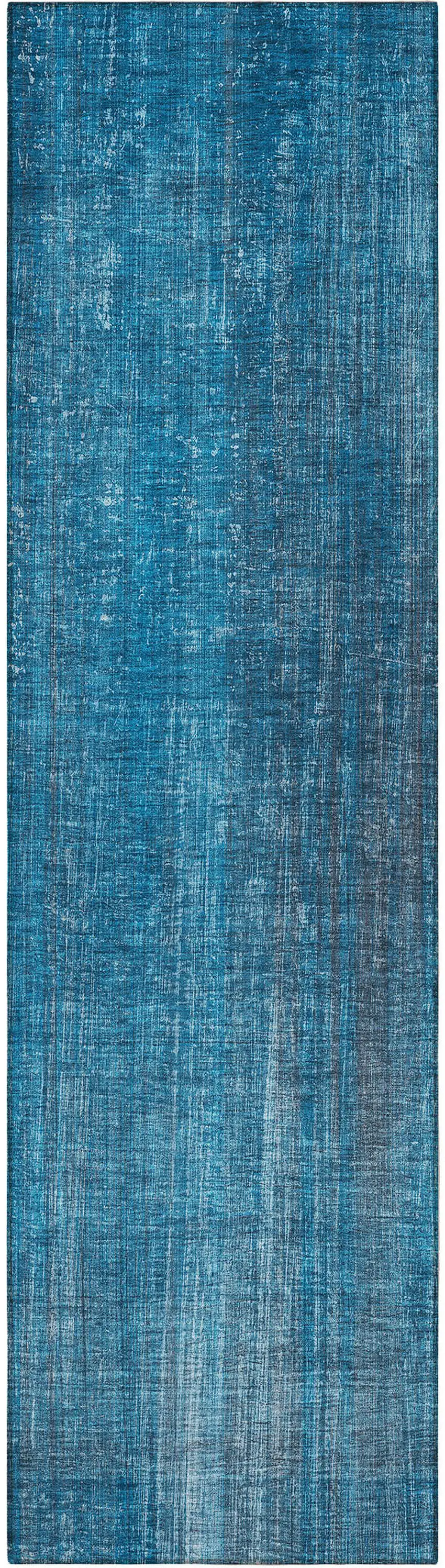 8' Runner Blue Striped Washable Non Skid Indoor Outdoor Runner Rug Photo 2