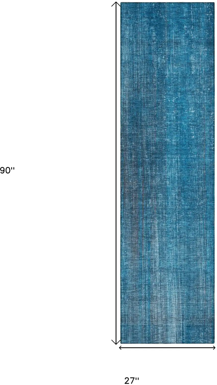 Blue Striped Washable Non Skid Indoor Outdoor Runner Rug Photo 3