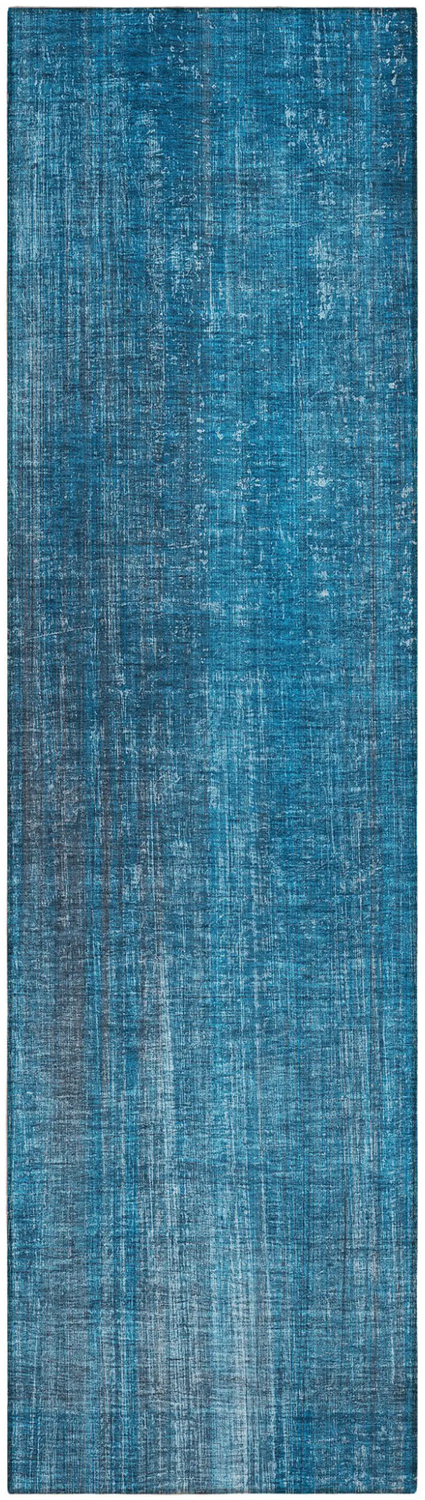 Blue Striped Washable Non Skid Indoor Outdoor Runner Rug Photo 2