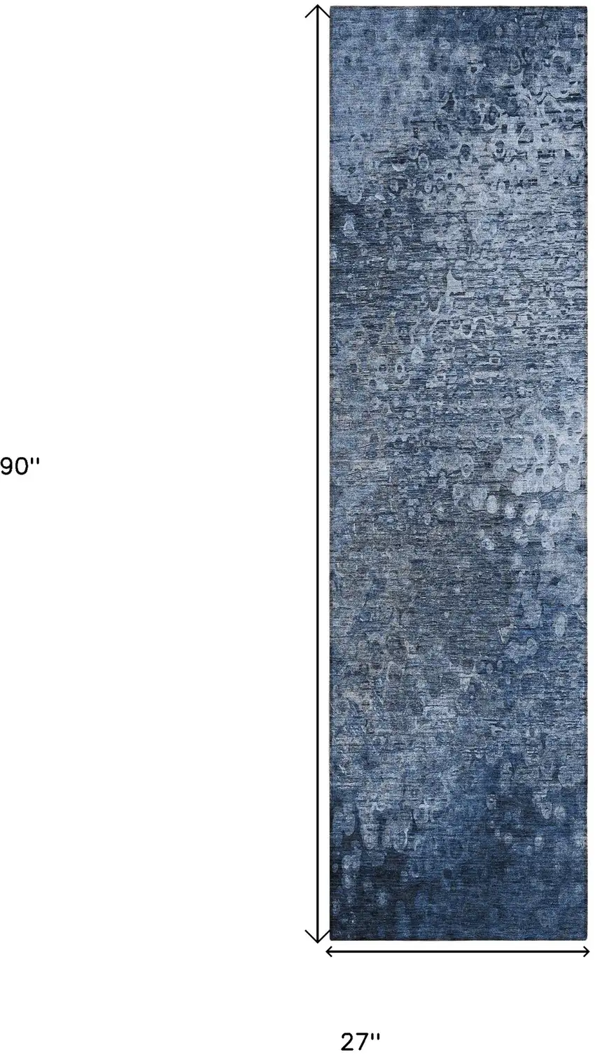 Blue Washable Non Skid Indoor Outdoor Runner Rug Photo 3