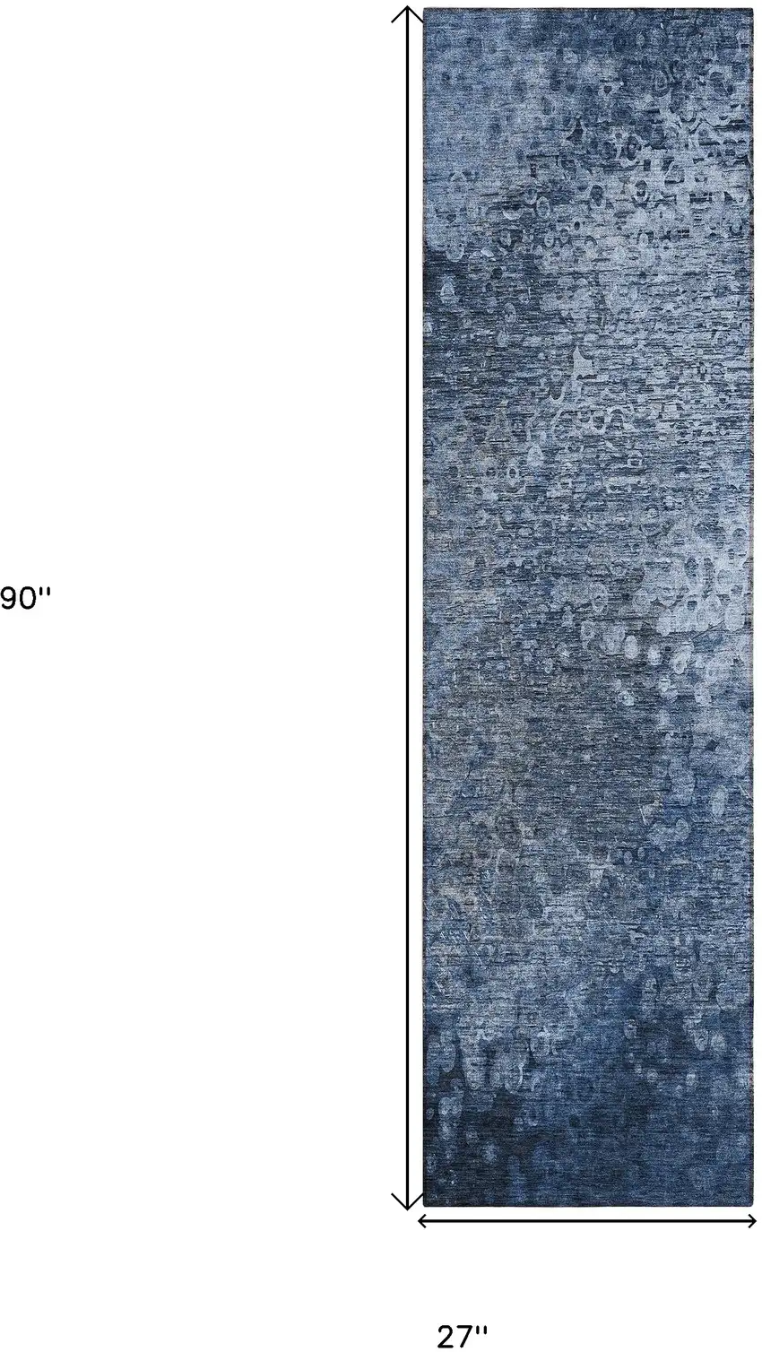 Blue Washable Non Skid Indoor Outdoor Runner Rug Photo 3