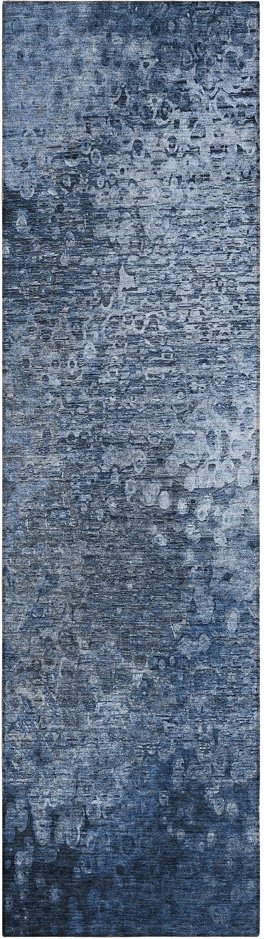 Blue Washable Non Skid Indoor Outdoor Runner Rug Photo 2