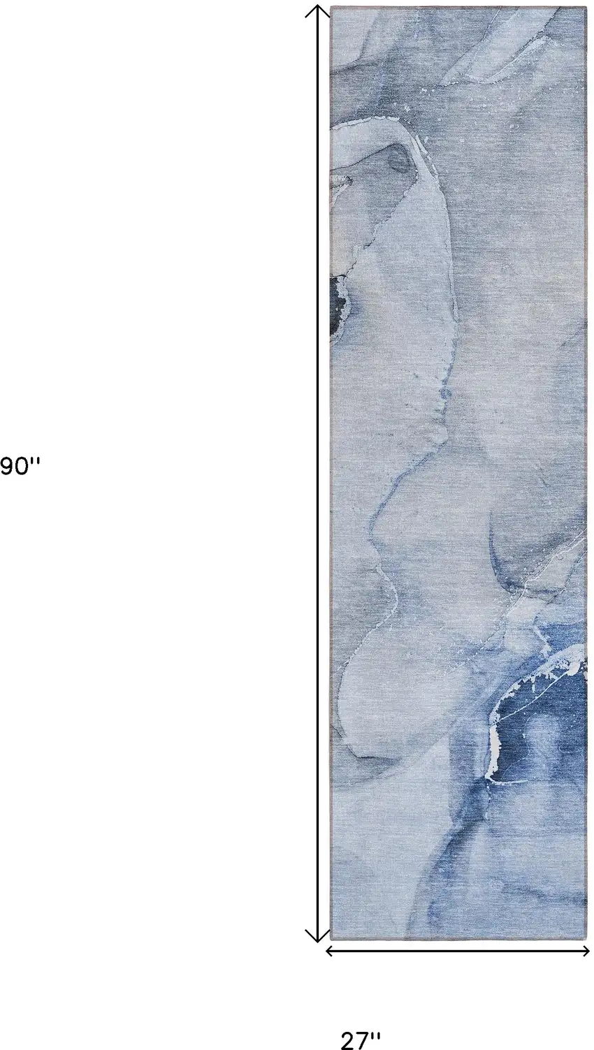 Blue Abstract Washable Indoor Outdoor Runner Rug Photo 3