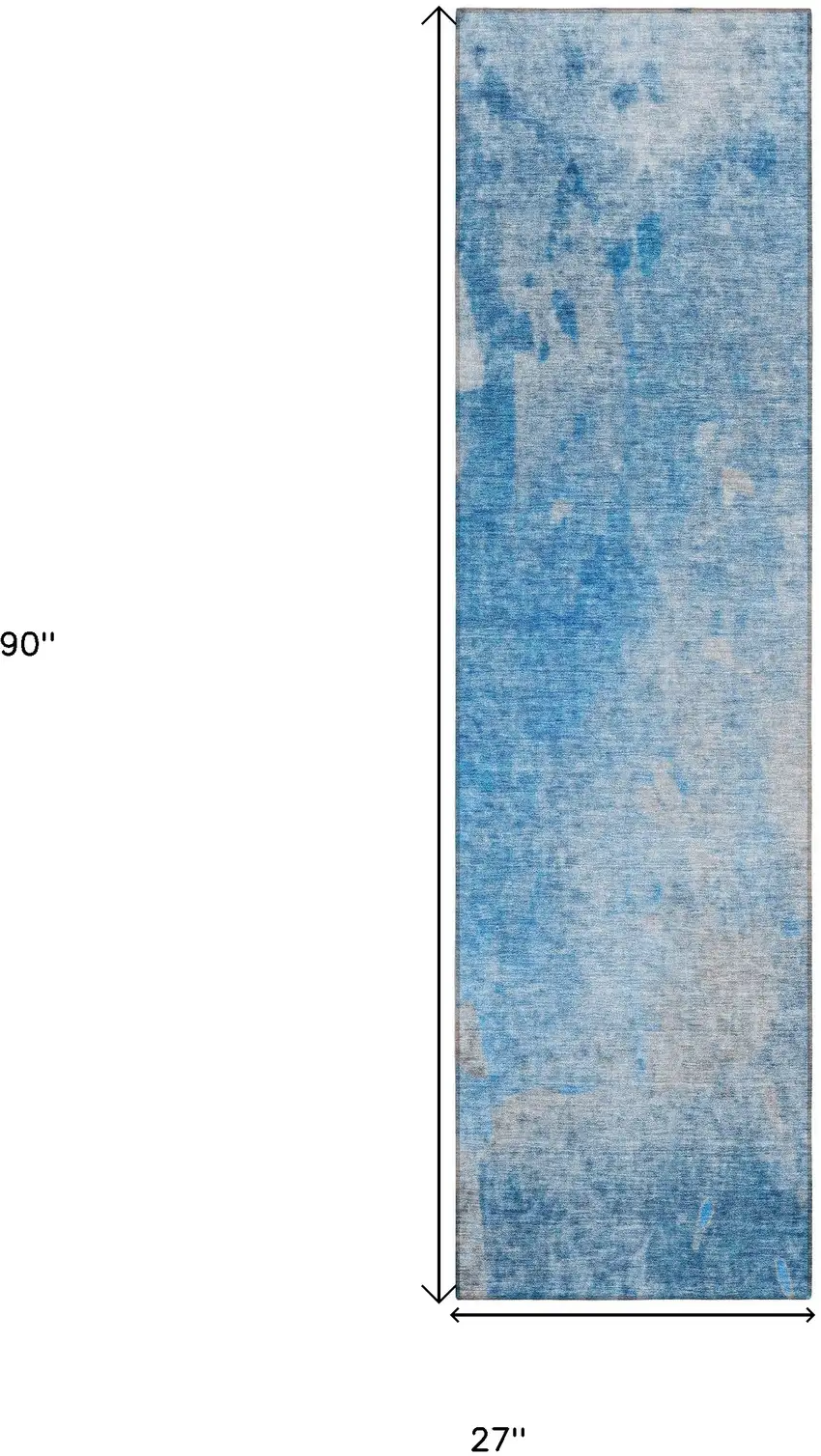 Blue and Gray Abstract Washable Non Skid Indoor Outdoor Runner Rug Photo 3