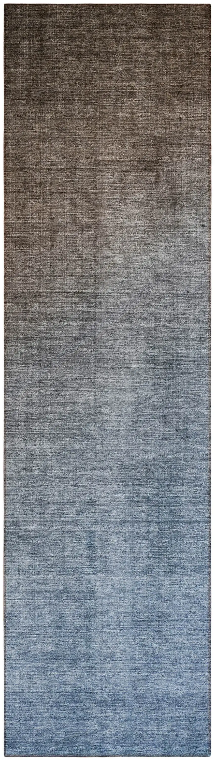 Blue and Green Ombre Washable Non Skid Indoor Outdoor Runner Rug Photo 2