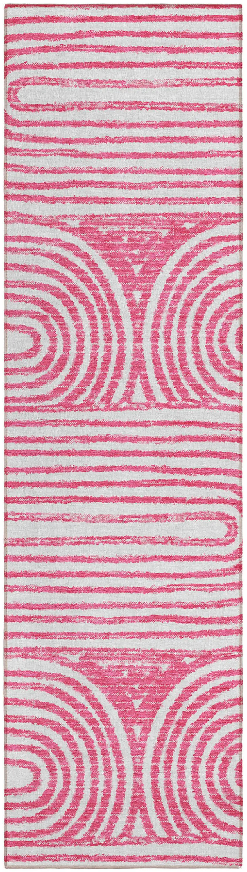 Blush Abstract Washable Non Skid Indoor Outdoor Runner Rug Photo 2