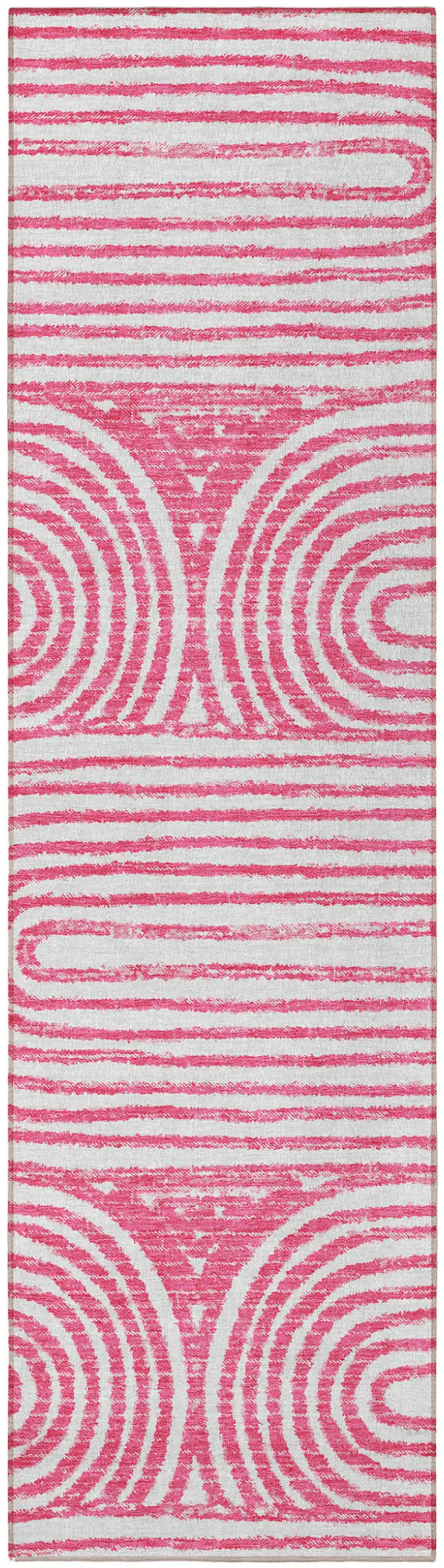 8' Runner Blush Abstract Washable Non Skid Indoor Outdoor Runner Rug Photo 5