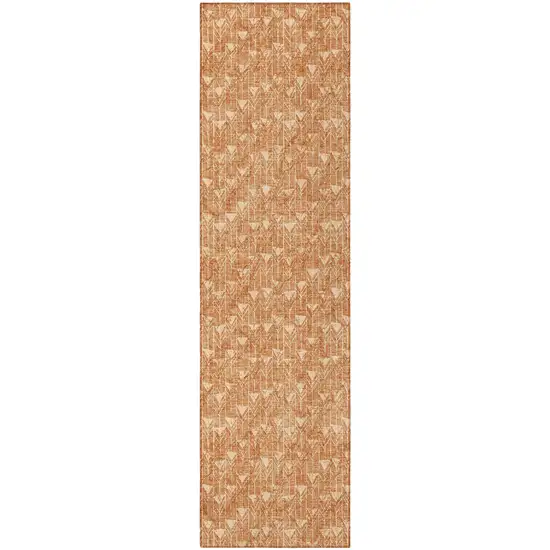 8' Runner Bronze Geometric Washable Non Skid Indoor Outdoor Runner Rug Photo 5