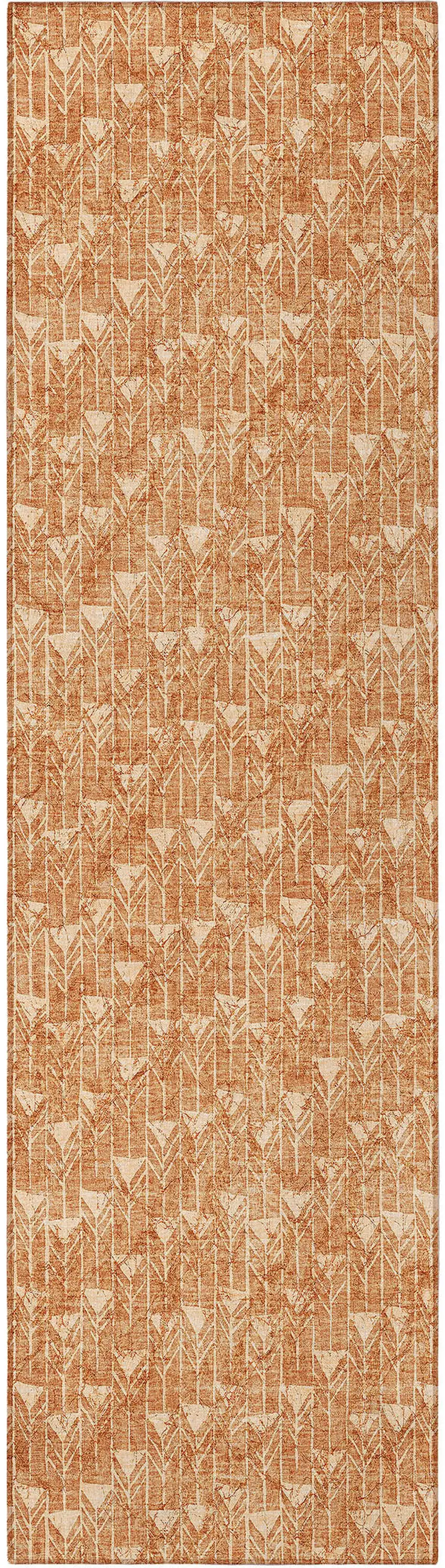 8' Runner Bronze Geometric Washable Non Skid Indoor Outdoor Runner Rug Photo 5