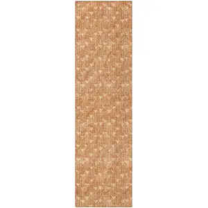 Photo of 8' Runner Bronze Geometric Washable Non Skid Indoor Outdoor Runner Rug