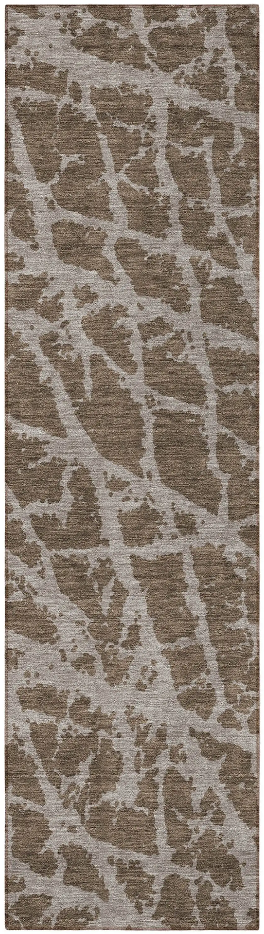 8' Runner Brown Abstract Washable Non Skid Indoor Outdoor Runner Rug Photo 4