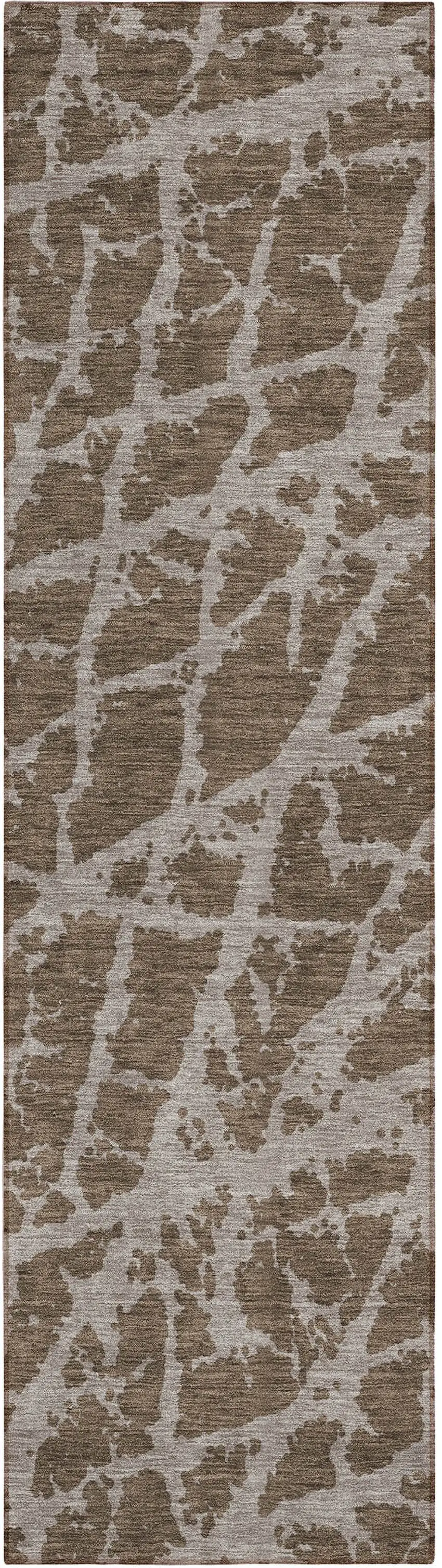 8' Runner Brown Abstract Washable Non Skid Indoor Outdoor Runner Rug Photo 2