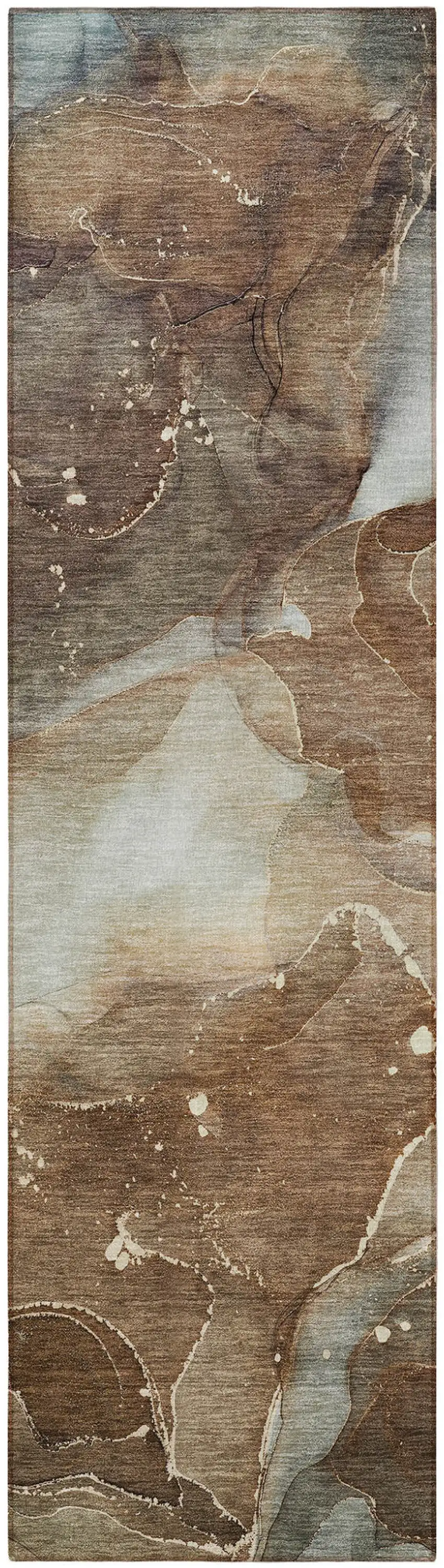Brown Abstract Washable Non Skid Indoor Outdoor Runner Rug Photo 5