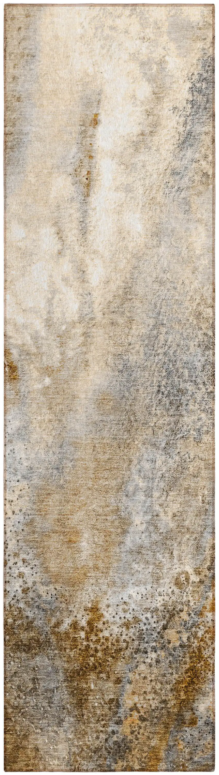 Brown Abstract Washable Non Skid Indoor Outdoor Runner Rug Photo 2