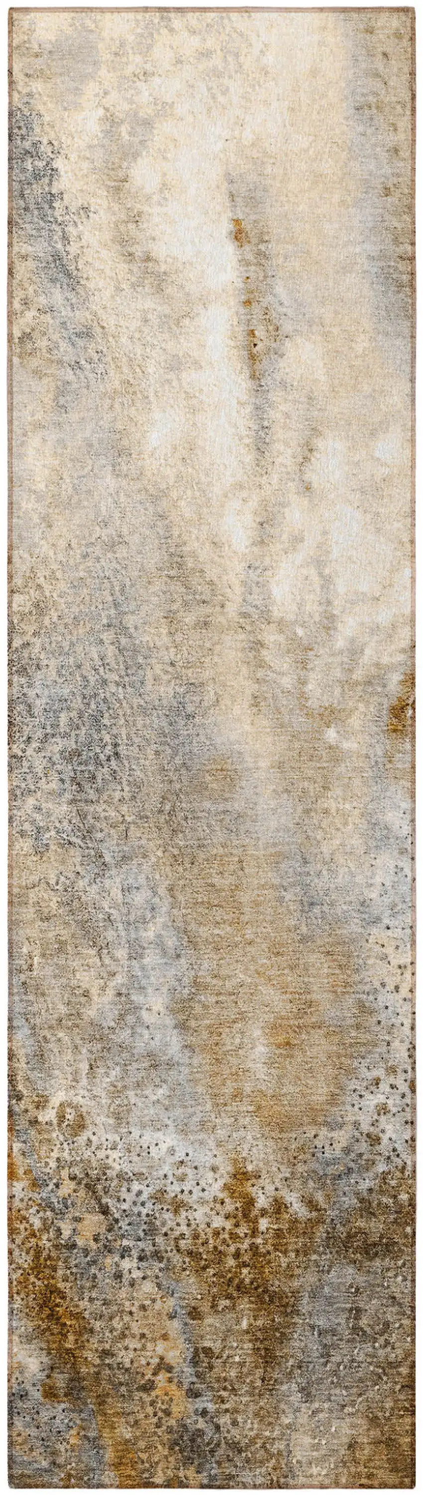 Brown Abstract Washable Non Skid Indoor Outdoor Runner Rug Photo 5