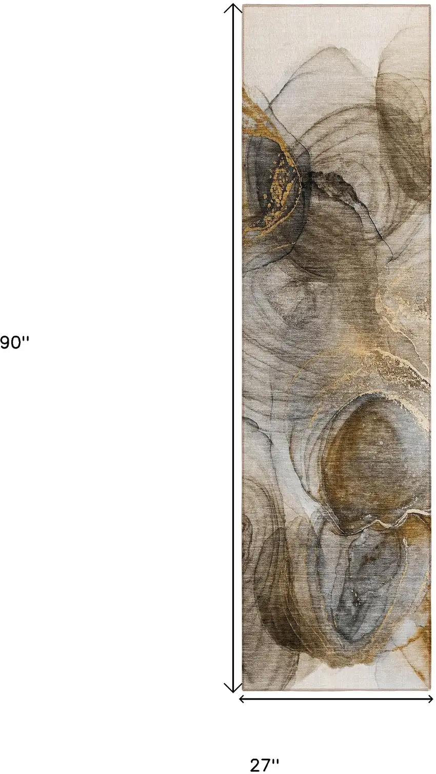 Brown Abstract Washable Non Skid Indoor Outdoor Runner Rug Photo 3