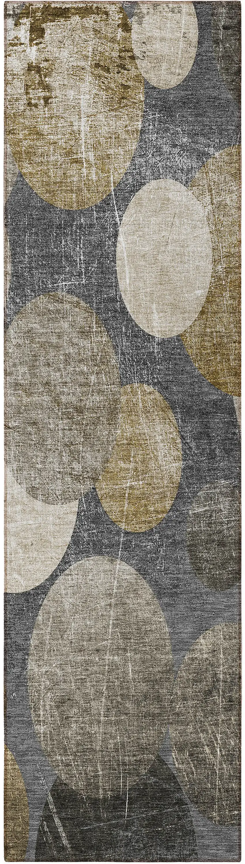 8' Runner Brown Beige and Ivory Abstract Washable Non Skid Indoor Outdoor Runner Rug Photo 2